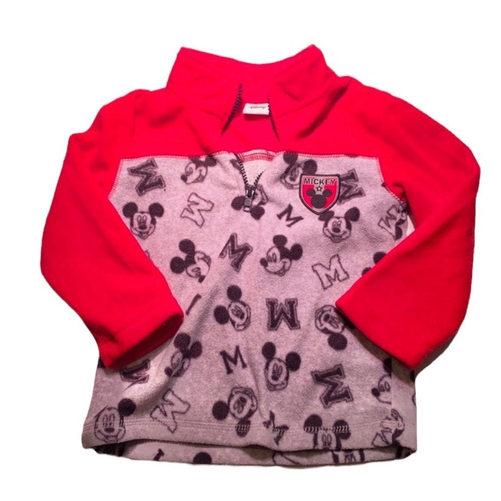 Disney Fleece Zip Sweater 3T Red Mickey Print
